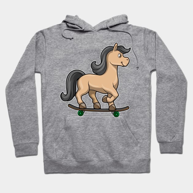 Horse as Skater with Skateboard Hoodie by Markus Schnabel